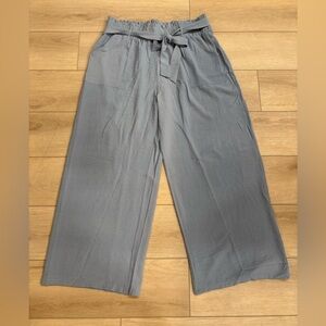 AusLook Plus Size 2X Light Blue Wide Leg Palazzo Bow Waist Tie Pull On Pant NWT